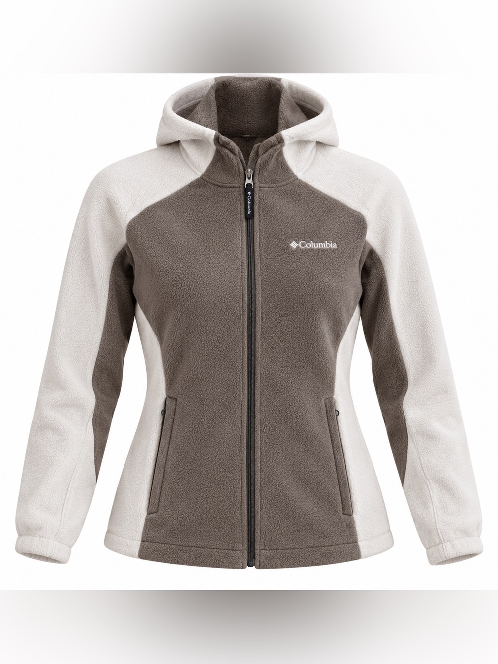 Columbia Women's Two-Tone Hooded Fleece Jacket - Taupe & Cream